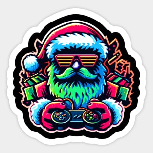 Rertro Santa Claus Gamer Christmas Sticker